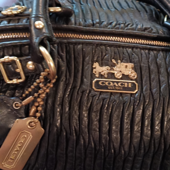 Coach Black Satchel with Gold Hardware and Textured Leather - Picture 9 of 10